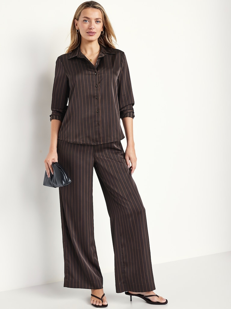 Satin Button-Down Shirt