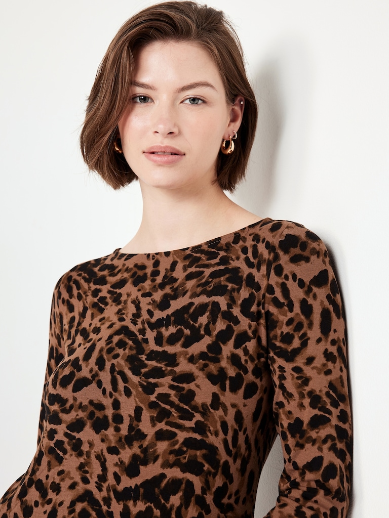 Long-Sleeve Mini Swing Dress