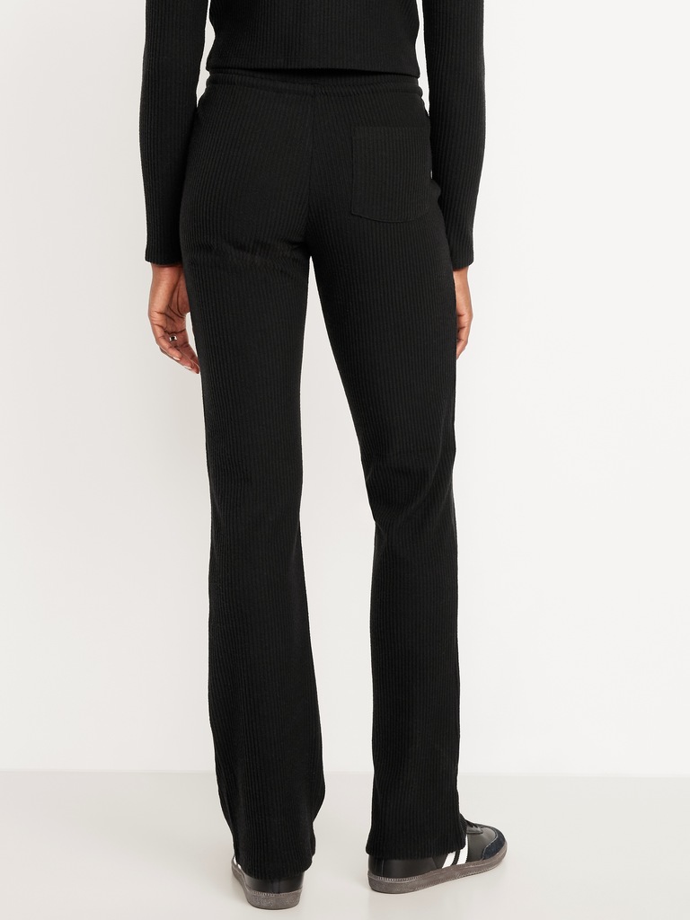 Extra High Waisted Sweater Ribbed Flare Pant
