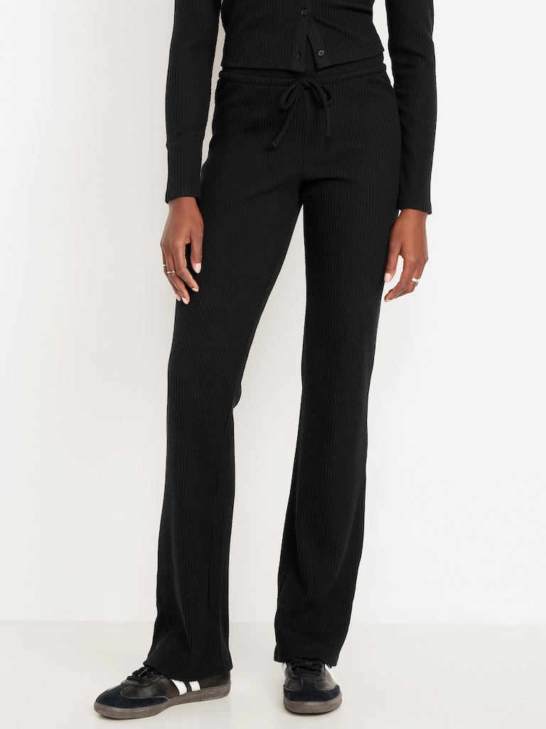 Extra High Waisted Sweater Ribbed Flare Pant