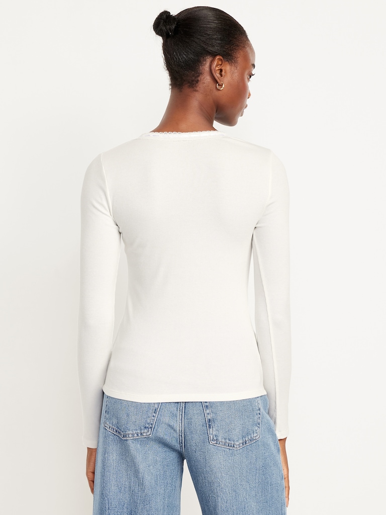 Scoop-Neck Long-Sleeve Ribbed Top