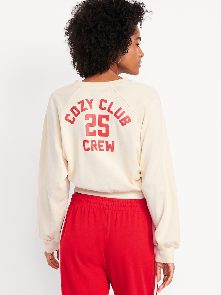 SoComfy Oversized Button-Front Graphic Sweatshirt