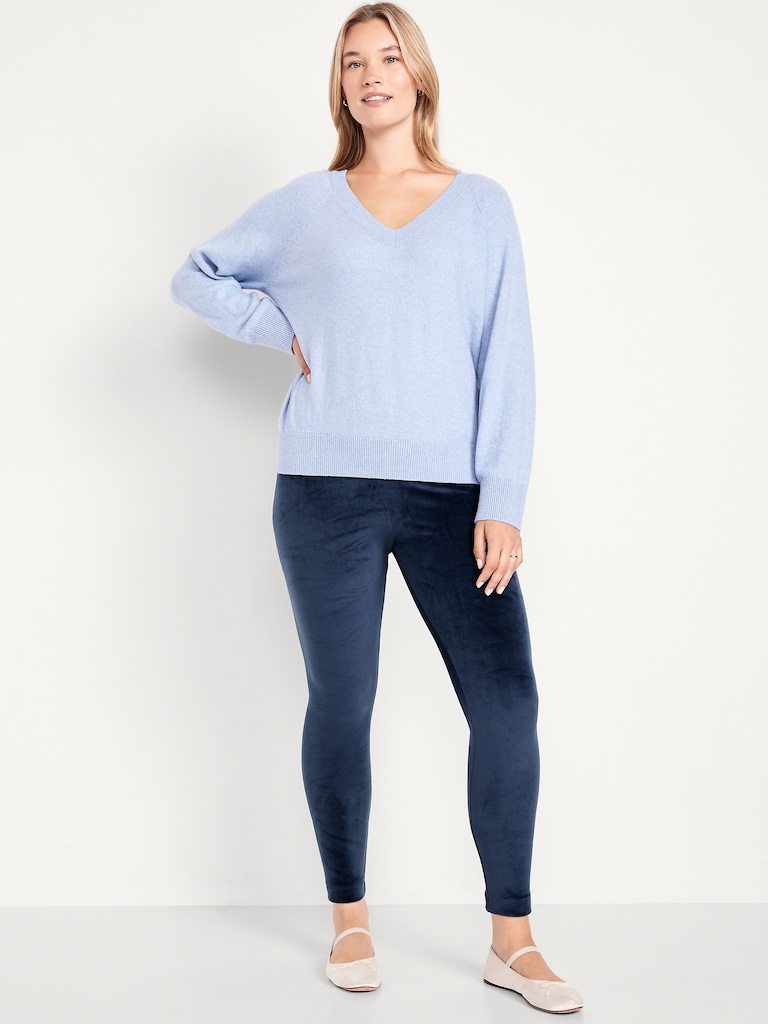 High-Waisted Velour Fashion Ankle Leggings