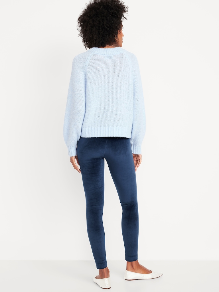 High-Waisted Velour Fashion Ankle Leggings