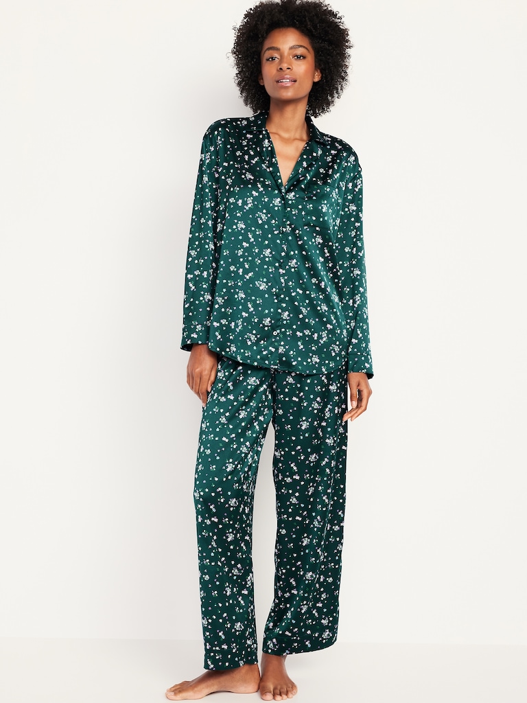 Printed Satin Pajama Pant Set for Women