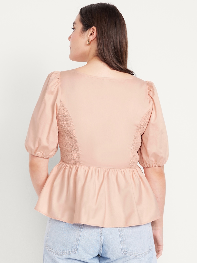 Twist-Front Peplum Top