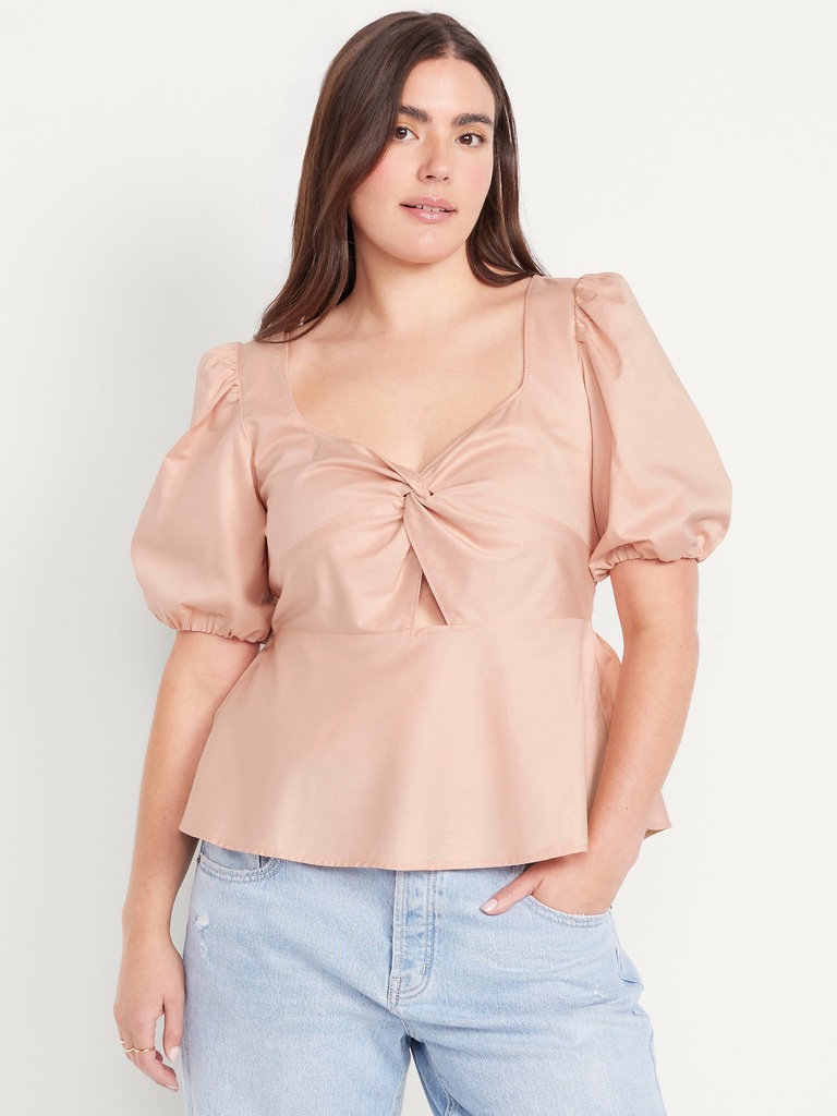 Twist-Front Peplum Top