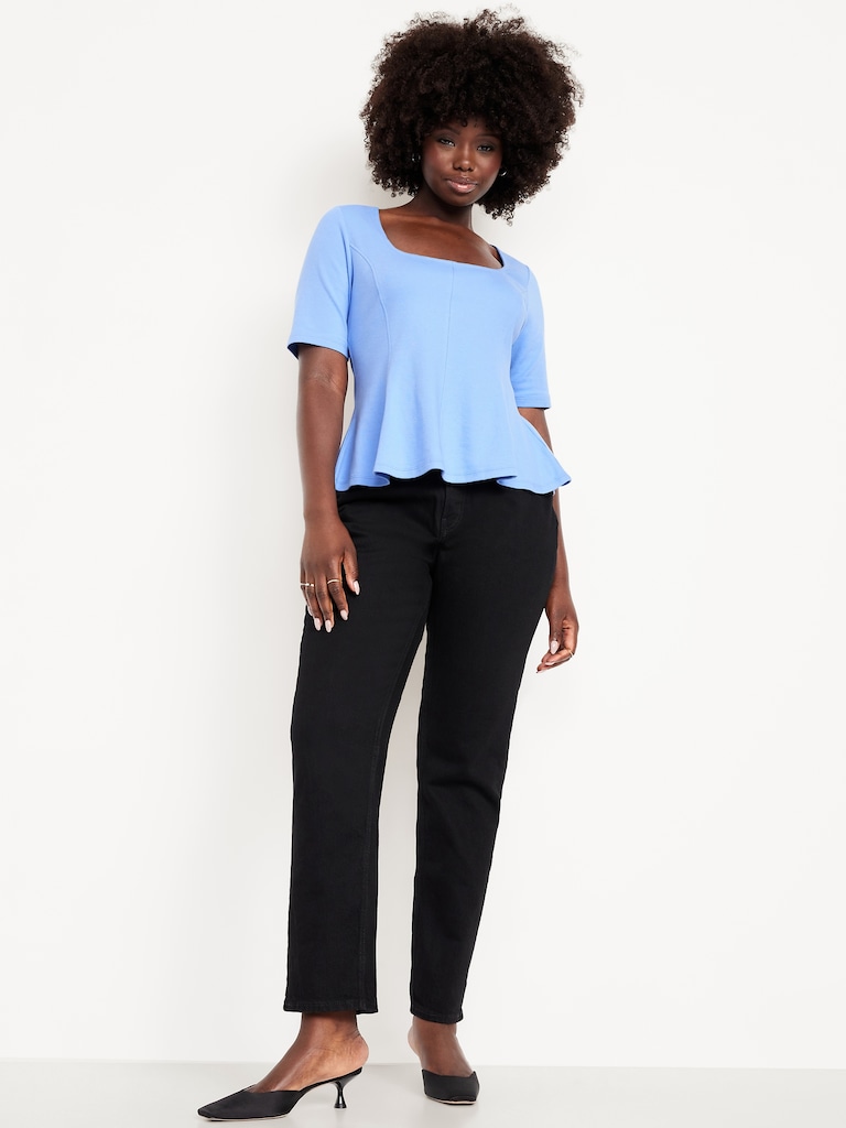 Square-Neck Peplum Top