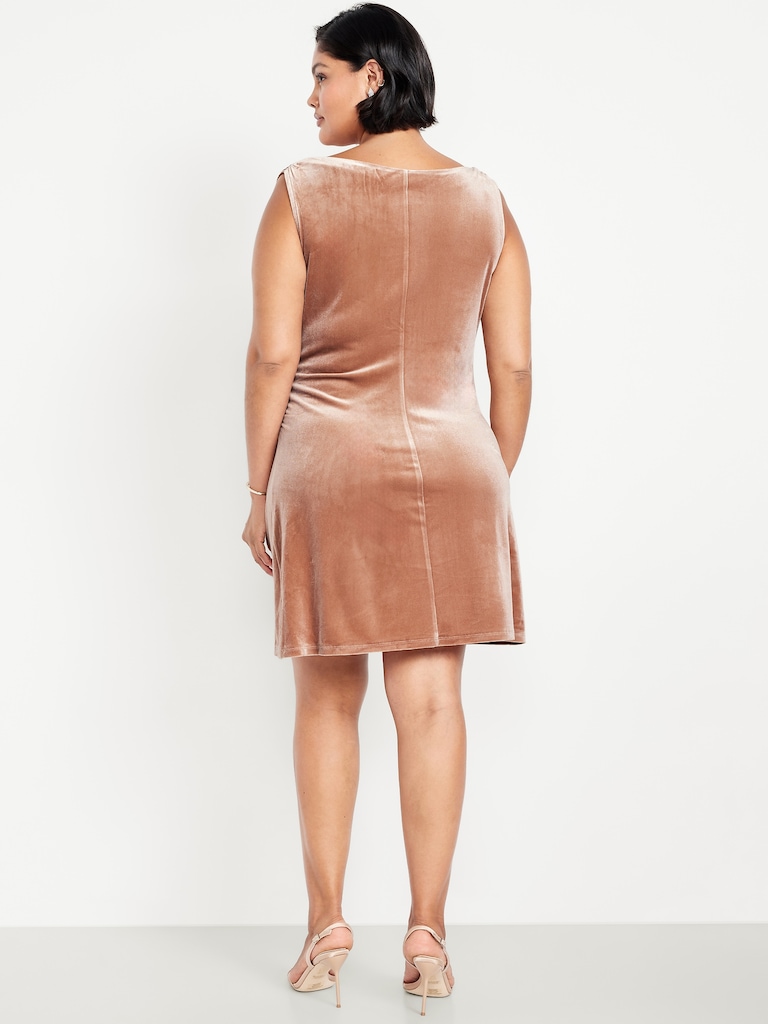 Off-the-Shoulder Ruched Velvet Mini Dress