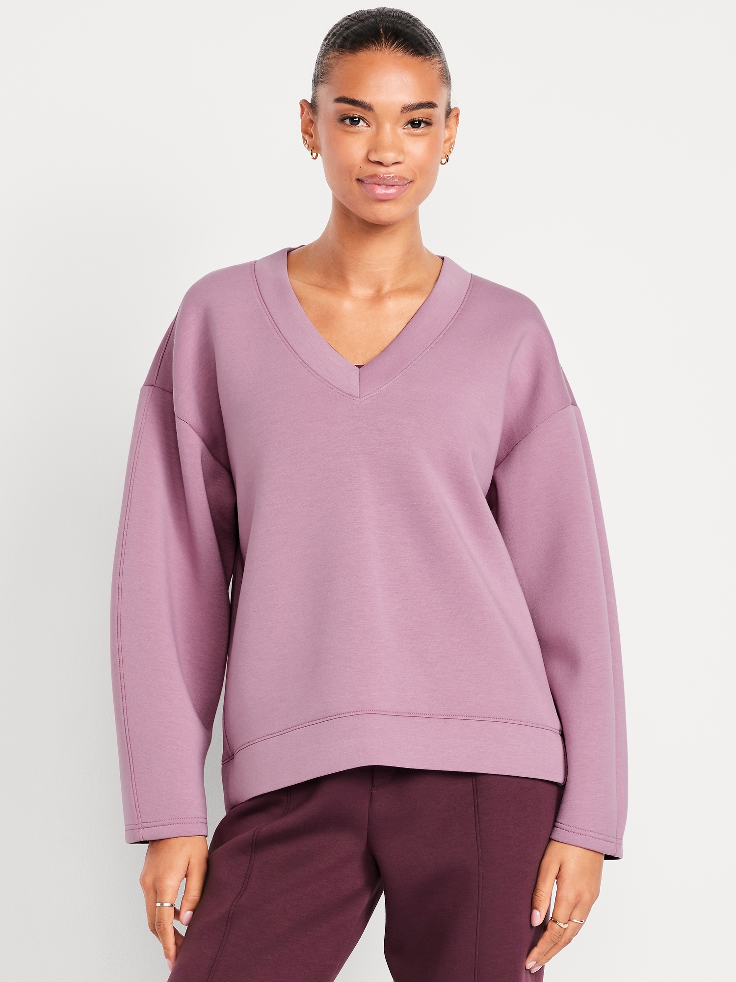 Bounce Fleece V-Neck Cocoon Sweatshirt | Old Navy
