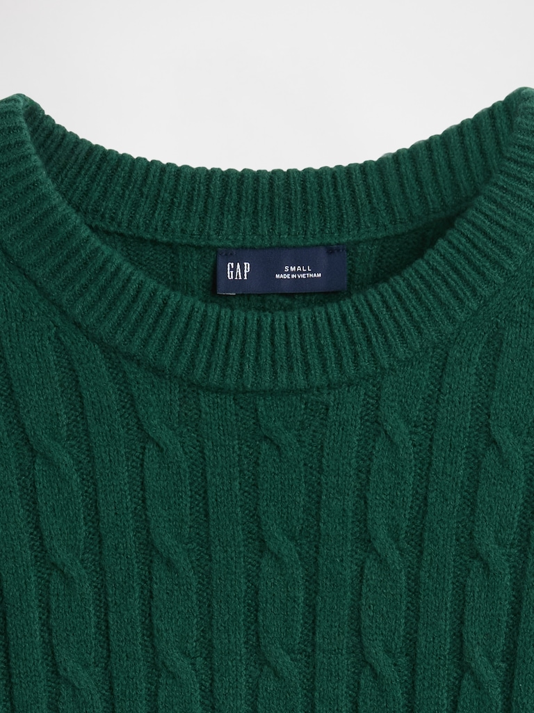 CashSoft Cable-Knit Crewneck Sweater