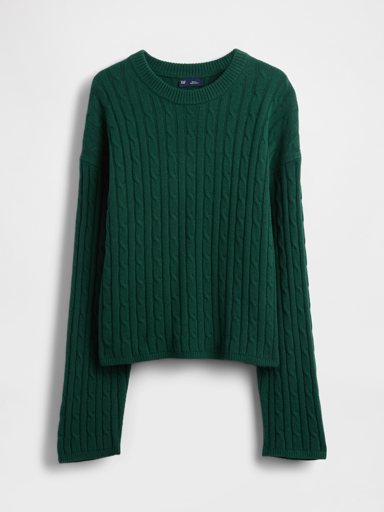 CashSoft Cable-Knit Crewneck Sweater
