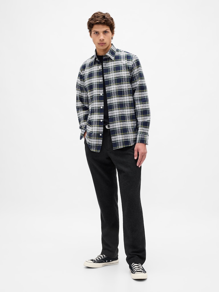 Wool-Blend Relaxed Straight Trousers
