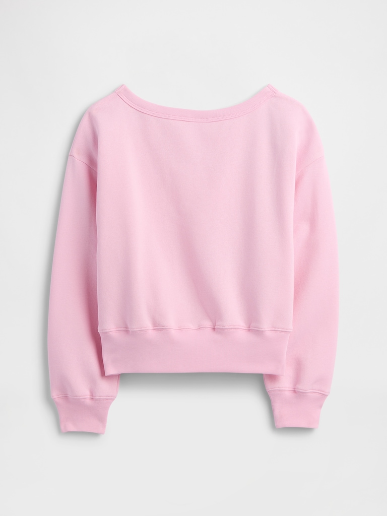 Kids Relaxed Off-Shoulder Graphic Sweatshirt
