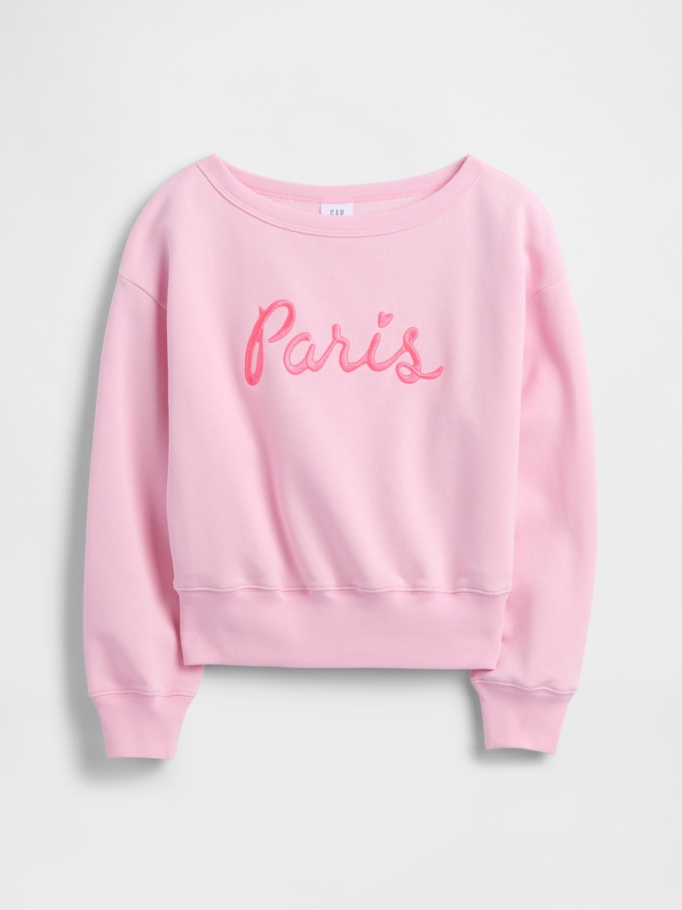 Kids Relaxed Off-Shoulder Graphic Sweatshirt