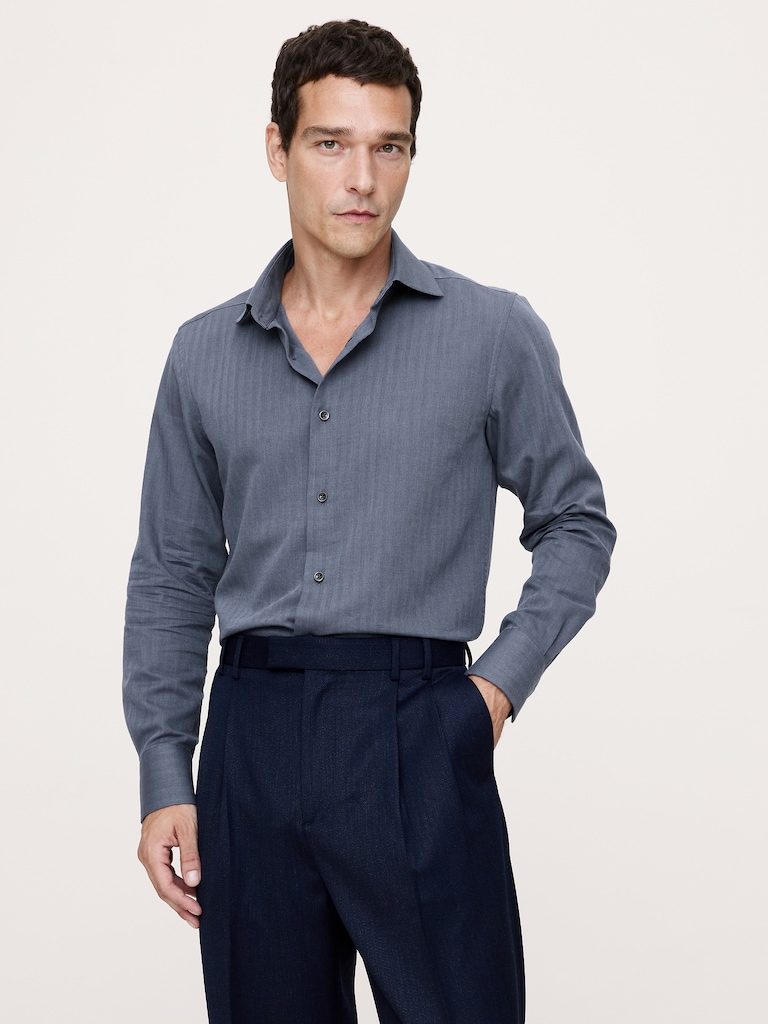 Slim-Fit Cotton-Cashmere Dress Shirt
