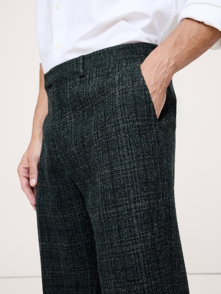 Straight Italian Wool Tweed Suit Pant