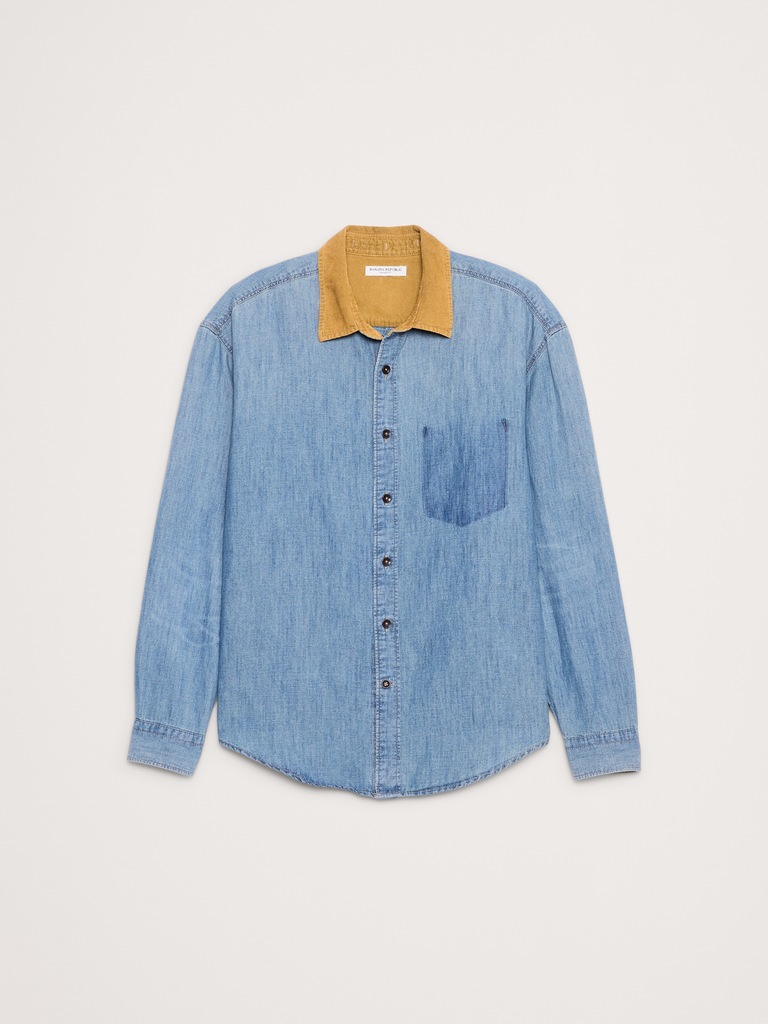 Relaxed-Fit Cotton-Hemp Chambray Shirt