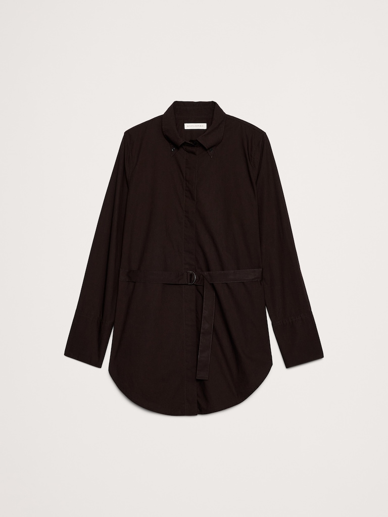 Cotton Poplin Belted Tunic Shirt