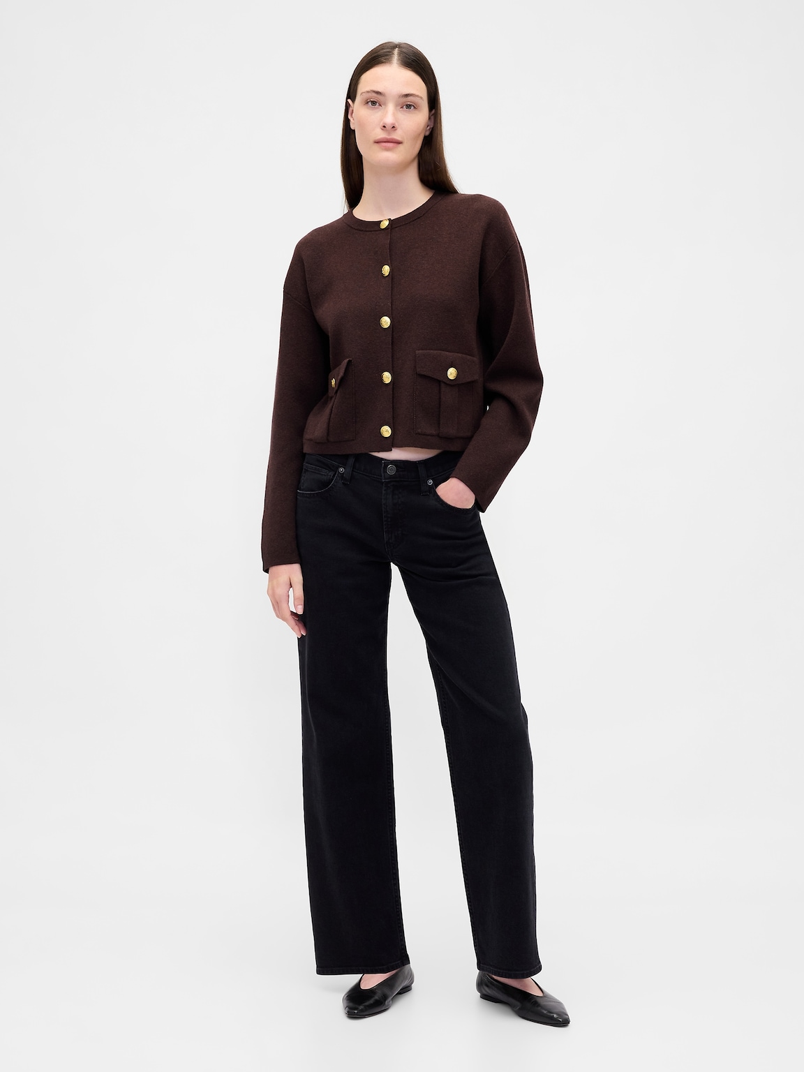 Cotton-Blend Pocket Cardigan Sweater