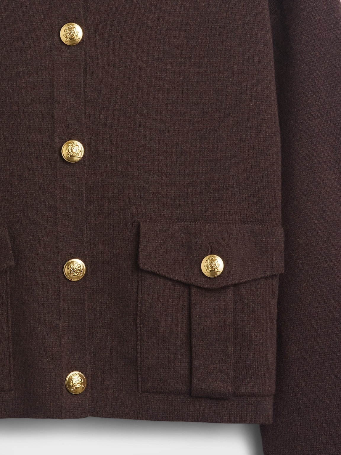 Cotton-Blend Pocket Cardigan Sweater