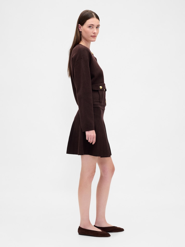 Pleated Mini Sweater Skirt