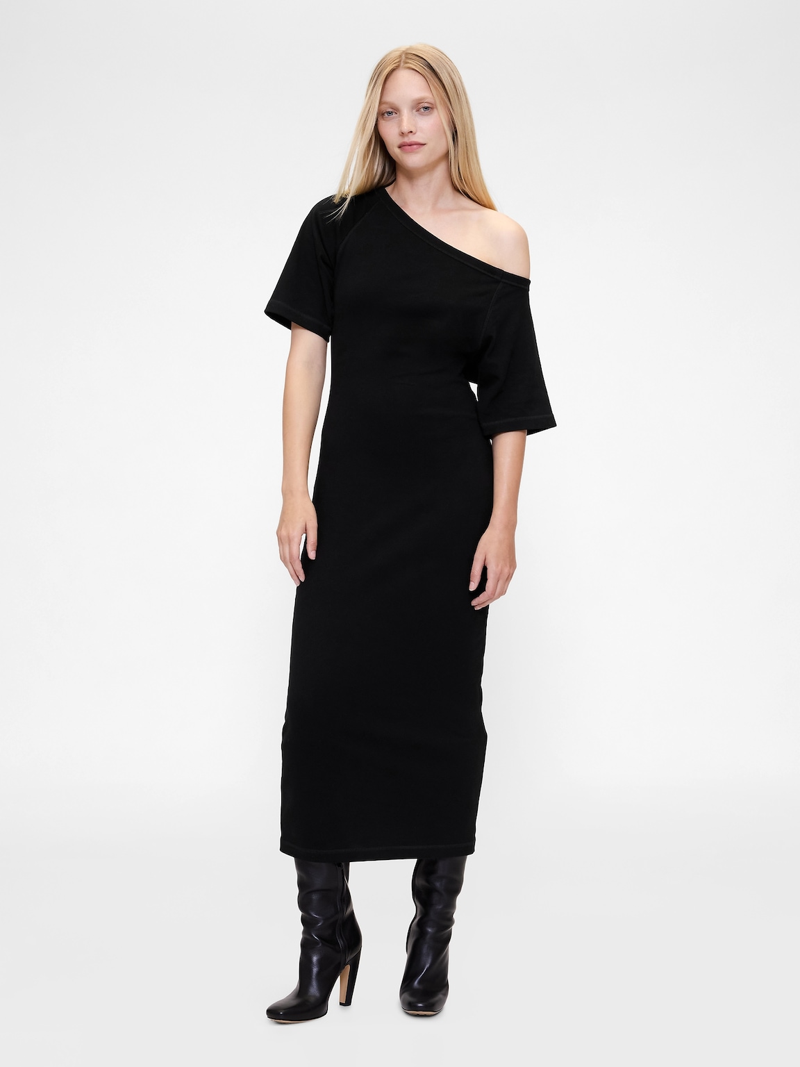 GapStudio Jersey Off-Shoulder Midi Dress