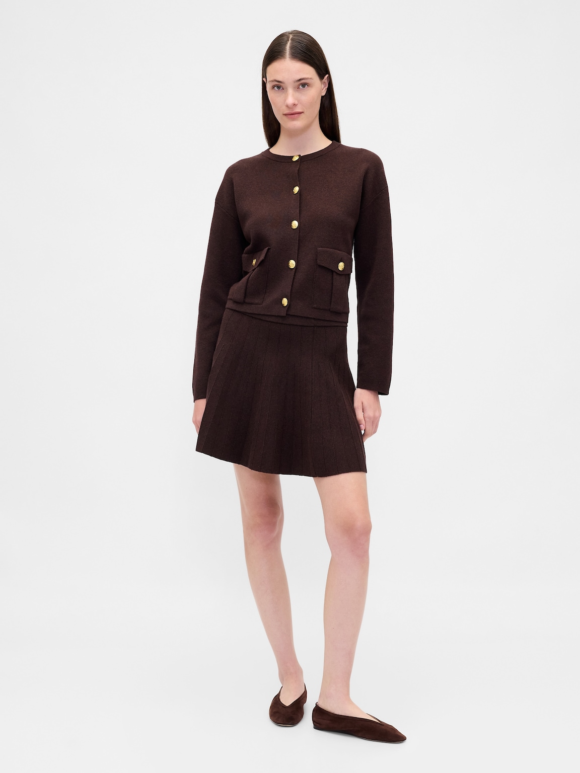 Pleated Mini Sweater Skirt