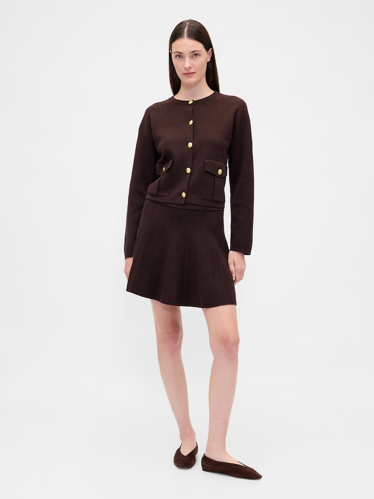 Pleated Mini Sweater Skirt