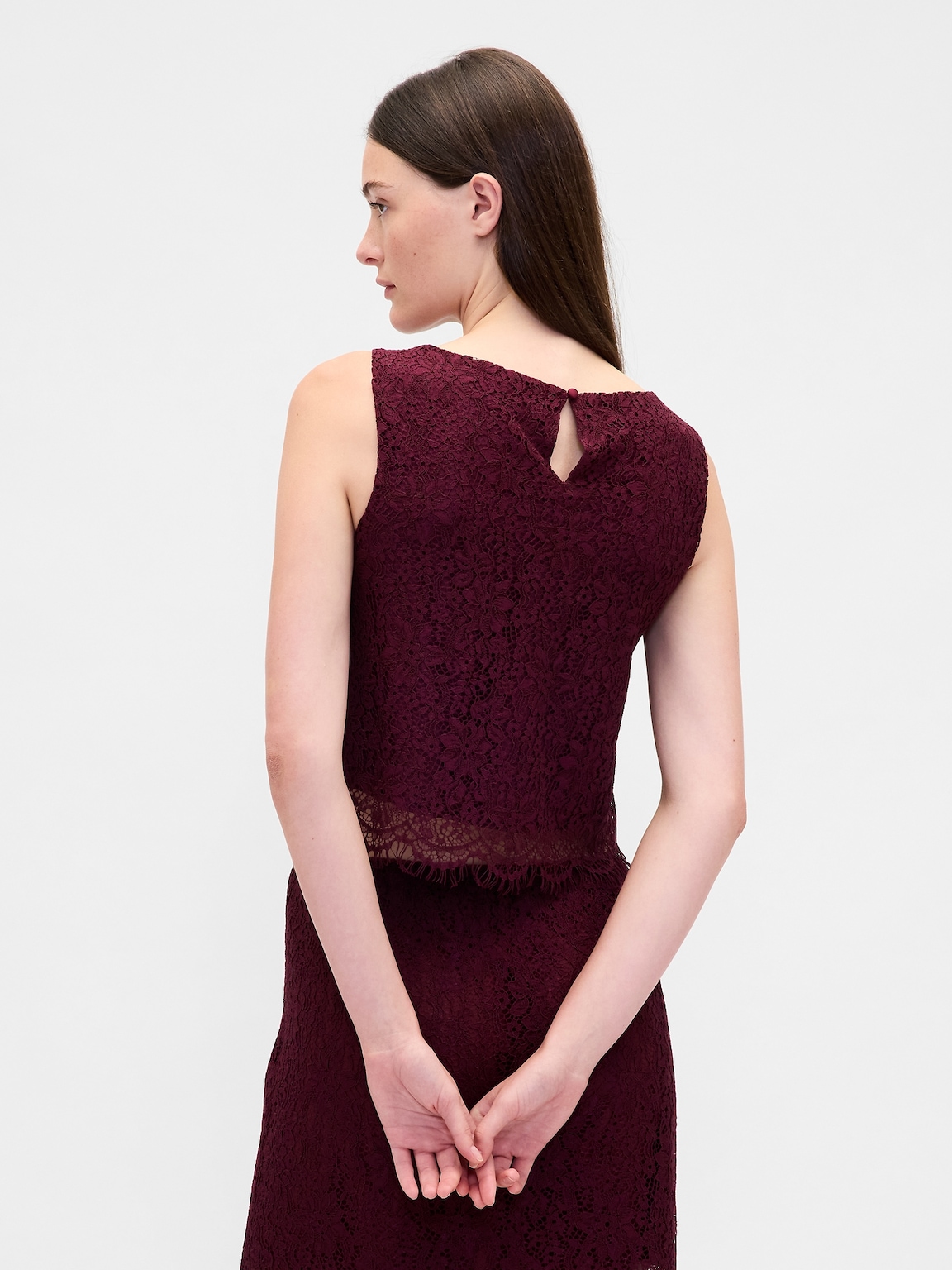 Lace Boatneck Crop Shell Top