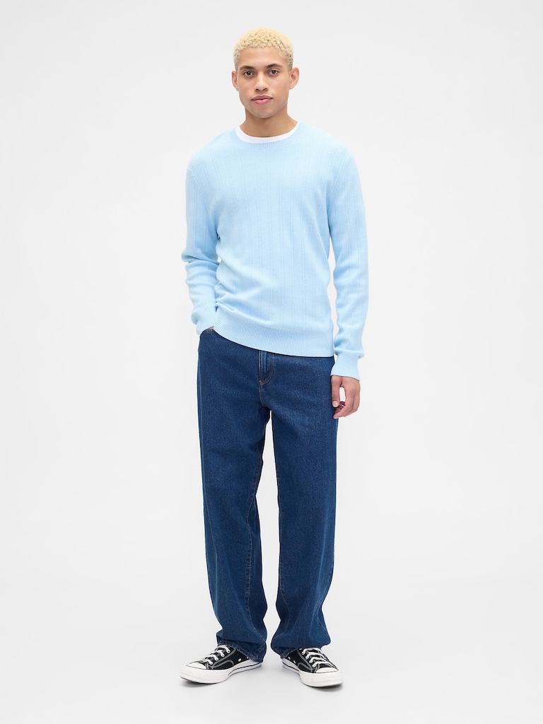 CashSoft Ribbed Crewneck Sweater