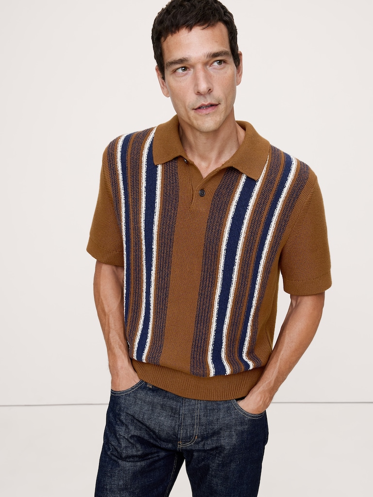 Bouclé Stripe Sweater Polo