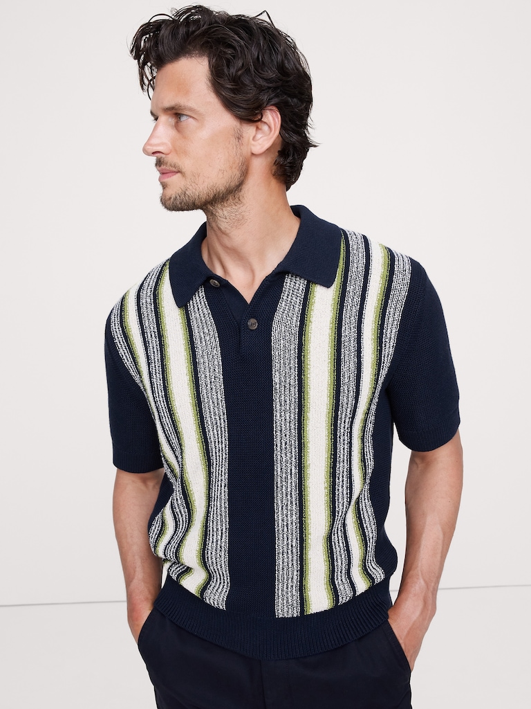 Bouclé Stripe Sweater Polo