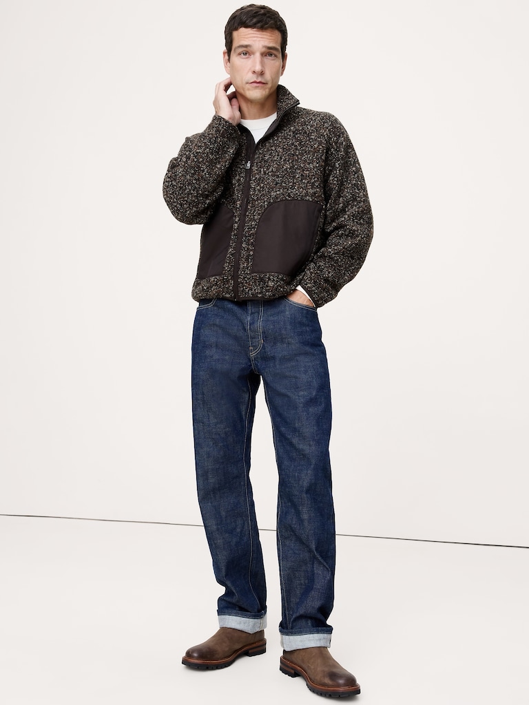 Bouclé Fleece Zip-Up Sweatshirt