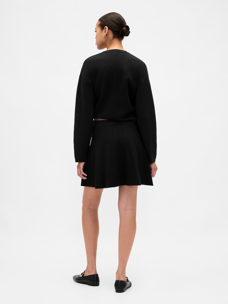Pleated Mini Sweater Skirt