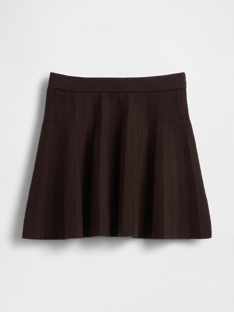 Pleated Mini Sweater Skirt