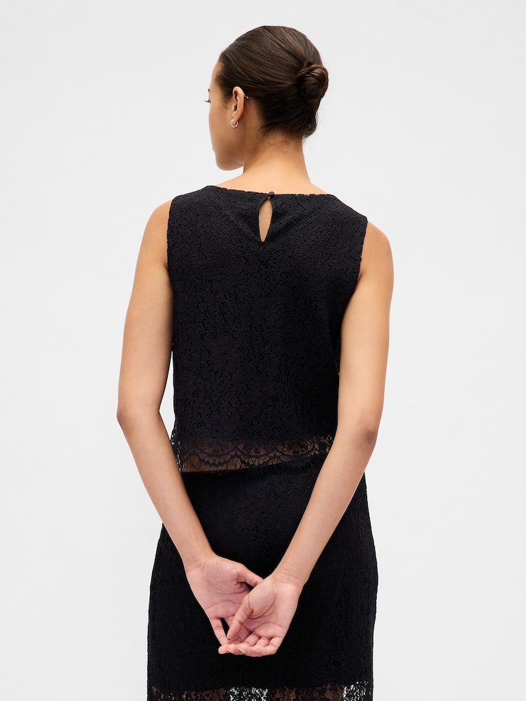Lace Boatneck Crop Shell Top
