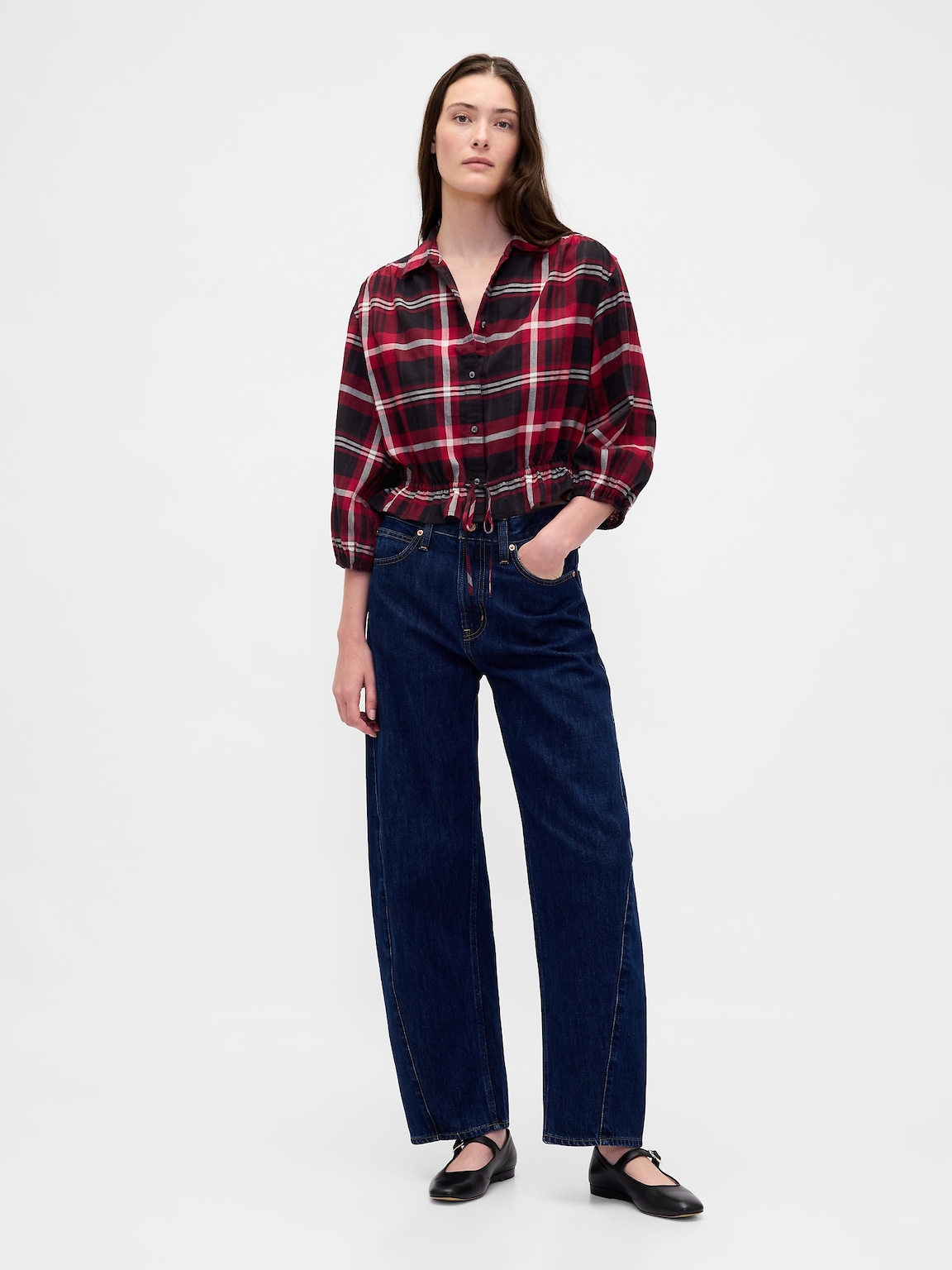 Plaid Tie-Waist Top