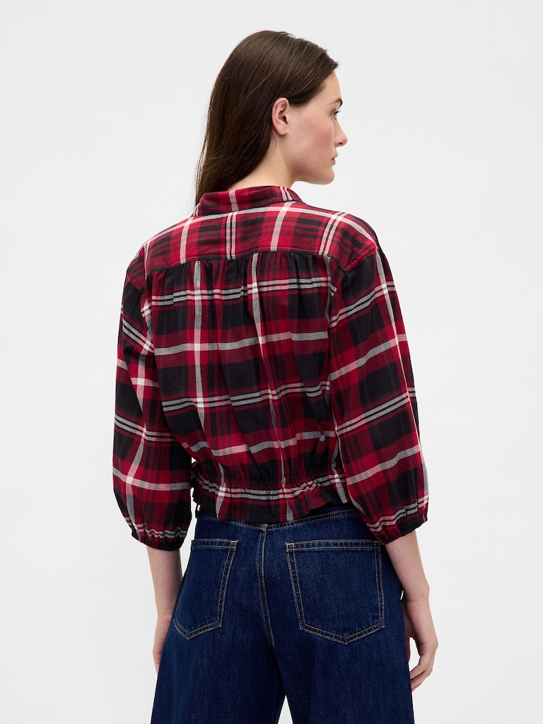 Flannel Tie-Waist Top