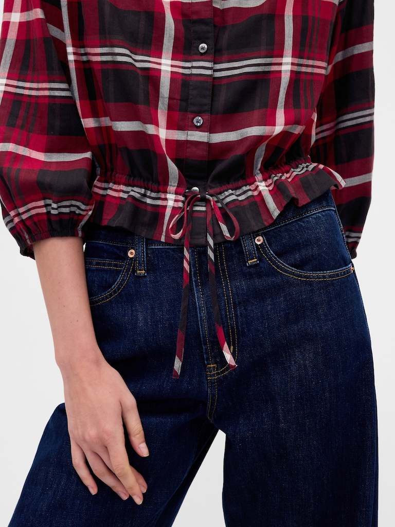 Flannel Tie-Waist Top