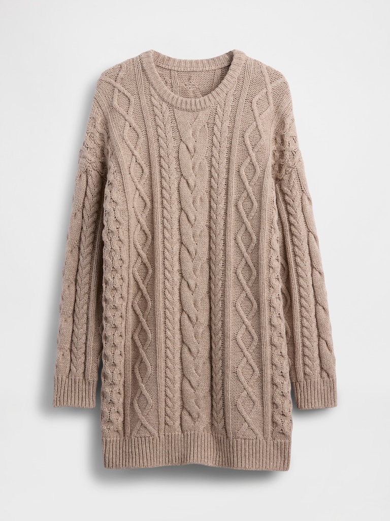 Cable-Knit Mini Sweater Dress