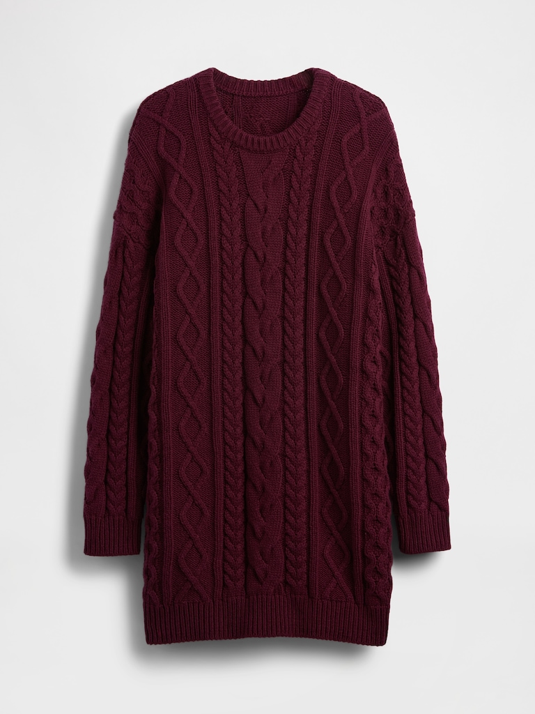 Cable-Knit Mini Sweater Dress