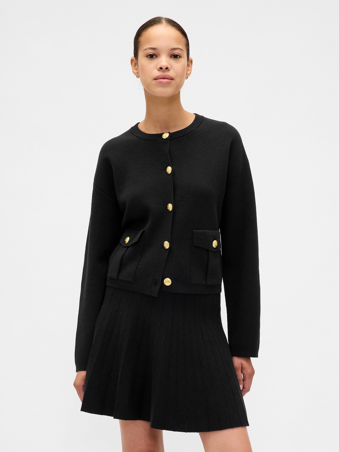 Cotton-Blend Pocket Cardigan Sweater