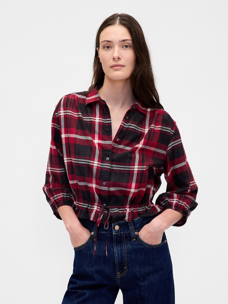 Flannel Tie-Waist Top