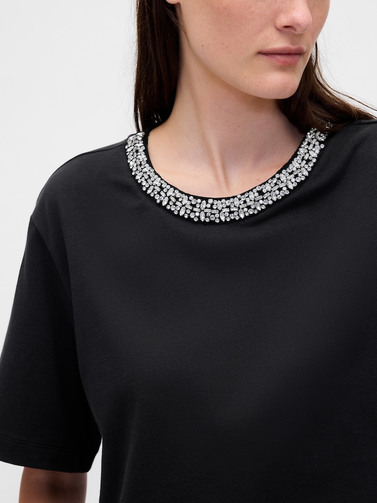 Heavyweight Jewel-Neck Crop T-Shirt