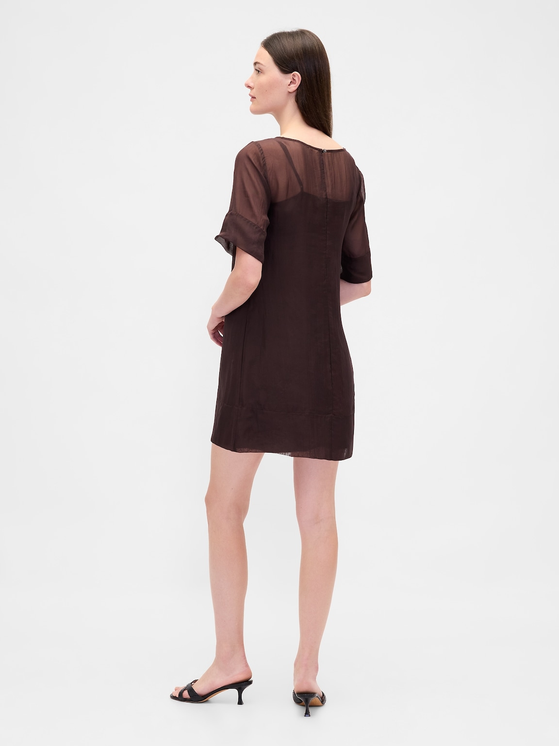 Sheer Organza Mini Shift Dress