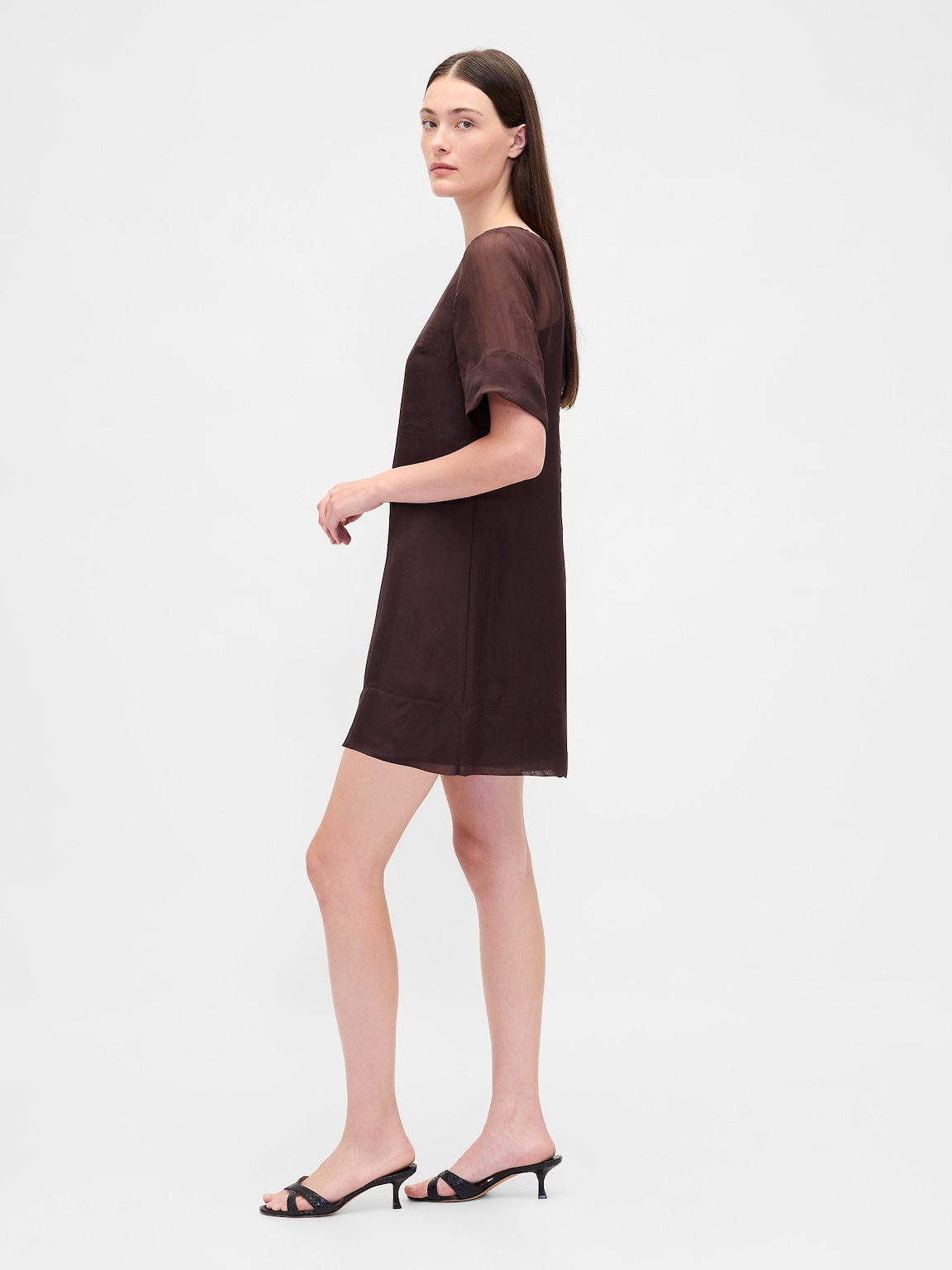Sheer Organza Mini Shift Dress