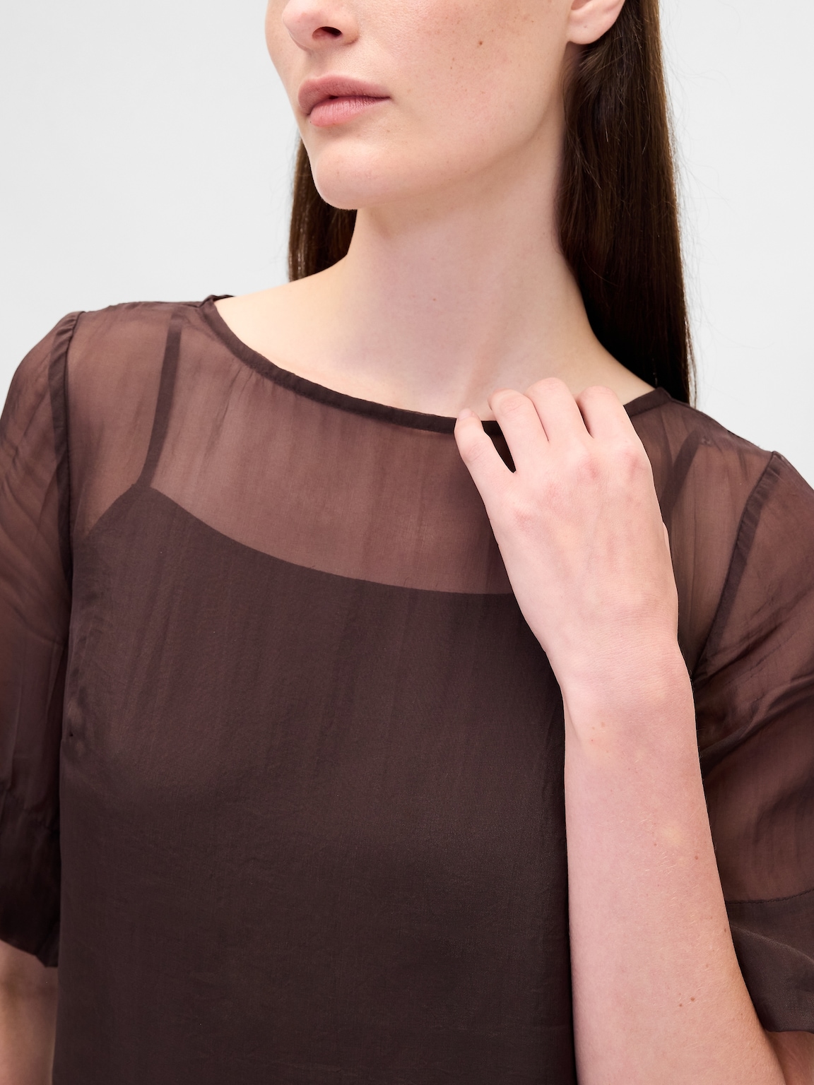 Sheer Organza Mini Shift Dress