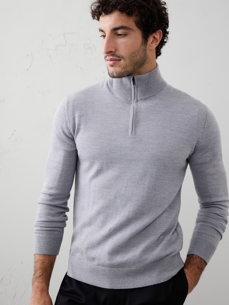Merino Wool Quarter-Zip Sweater