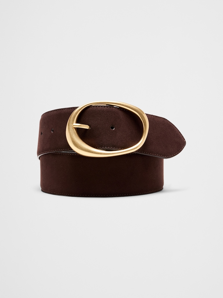 Vegan Suede Organic Buckle Wide Belt